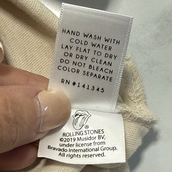 Daydreamer Free People Rolling Stones ‘89 Long T-shirt Dress Size S Cream Slit - Picture 9 of 10